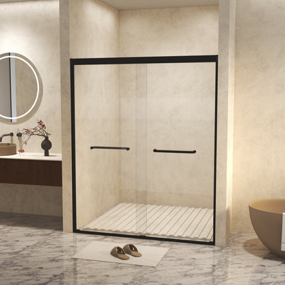 Modern bathroom with a glass shower enclosure, marble floor, and decorative elements.