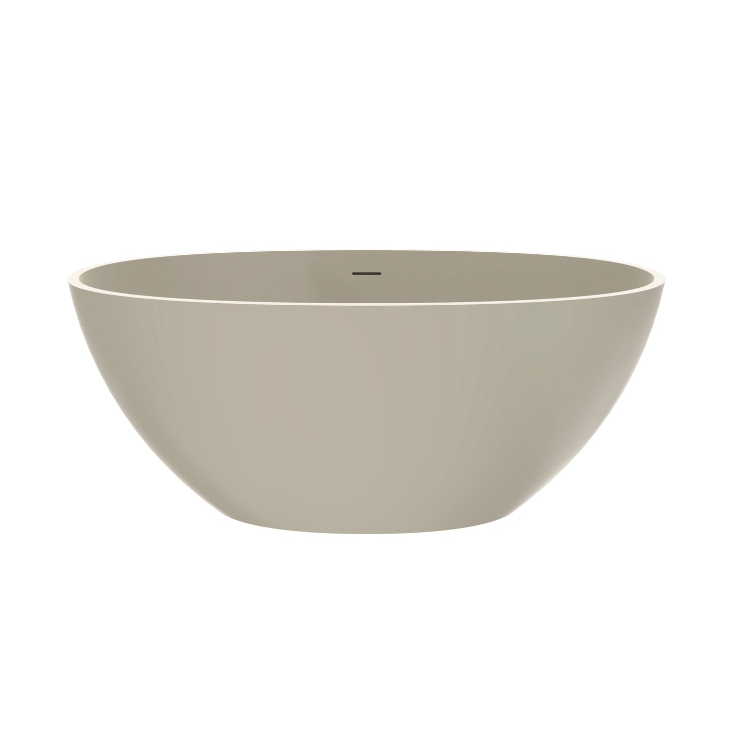 55-inch light beige solid surface oval freestanding soaking bathtub