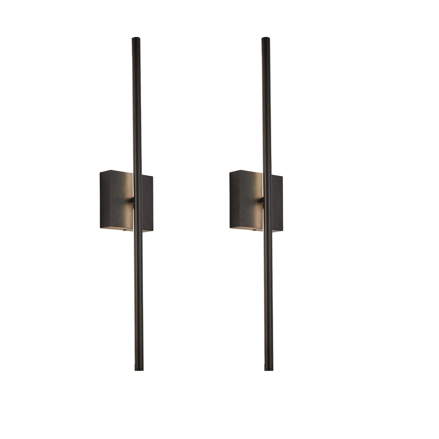 Matte Black LED Wall Sconce Set of 2 - Dimmable with Remote, 12W Hardwired Indoor Lights for Bedroom Hallway Living Room