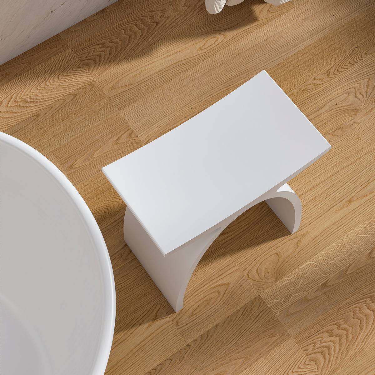 seamless solid surface stool with arched waterfall shape