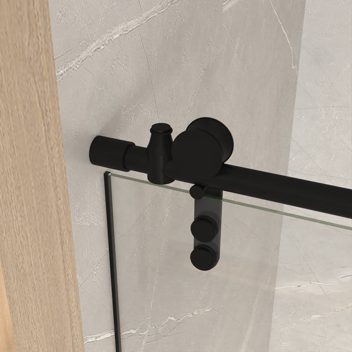 76" H Frameless Sliding Shower Door with 5/16" Clear Tempered Glass