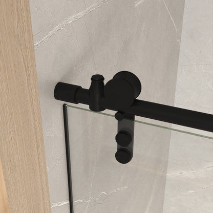 76" H Frameless Sliding Shower Door with 5/16" Clear Tempered Glass