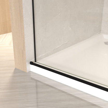 76" H Frameless Sliding Shower Door with 5/16" Clear Tempered Glass