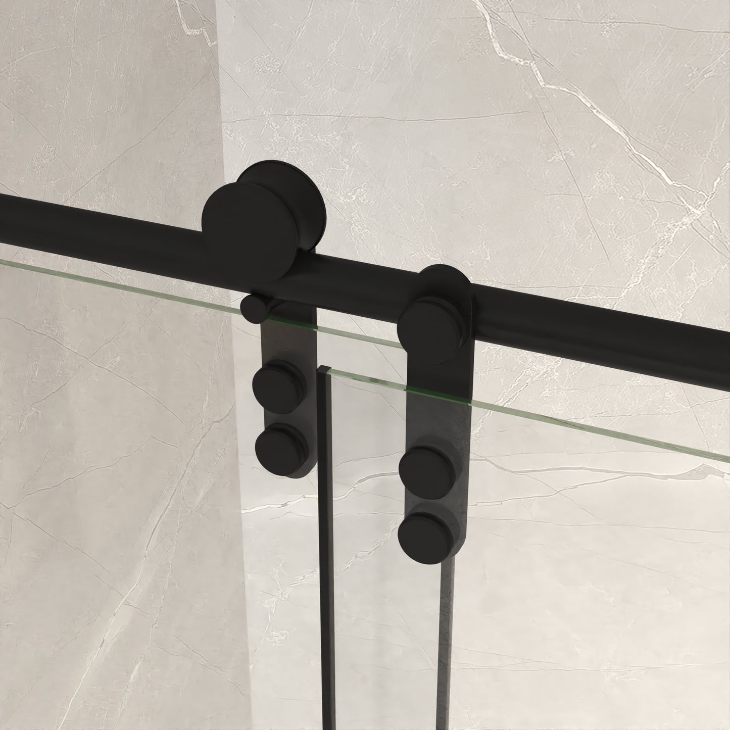 76" H Frameless Sliding Shower Door with 5/16" Clear Tempered Glass