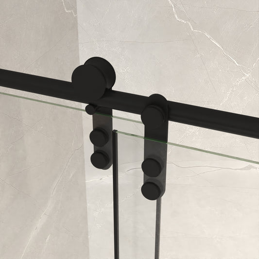 76" H Frameless Sliding Shower Door with 5/16" Clear Tempered Glass