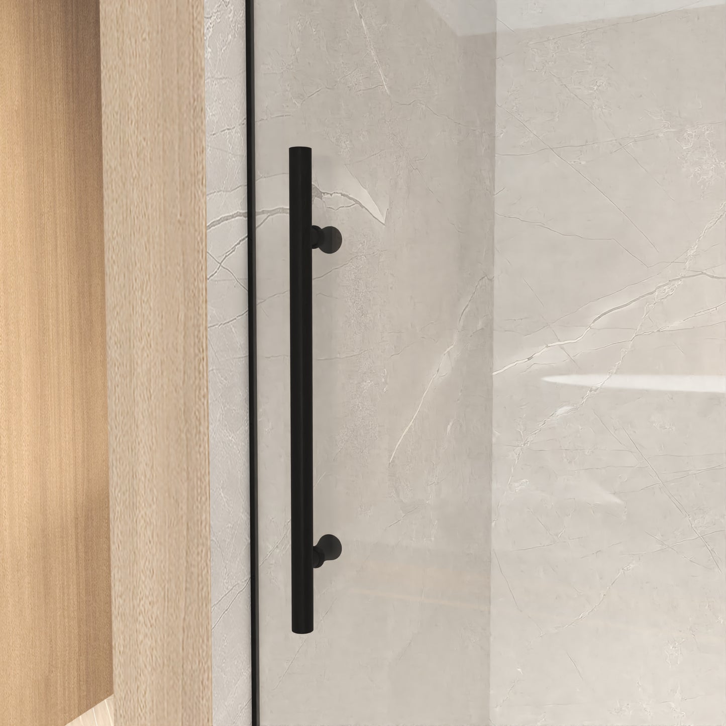 76" H Frameless Sliding Shower Door with 5/16" Clear Tempered Glass