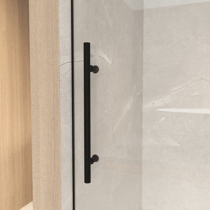 76" H Frameless Sliding Shower Door with 5/16" Clear Tempered Glass